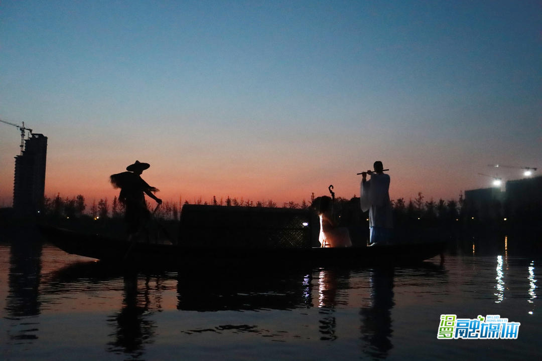 渔舟唱晚古韵重回,屈子生态湿地公园添新景