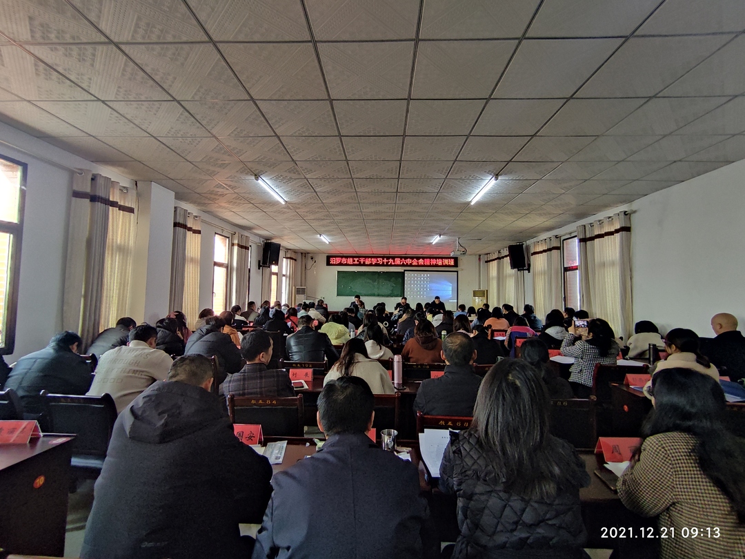 汨罗市组工干部集中学习党的十九届六中全会精神