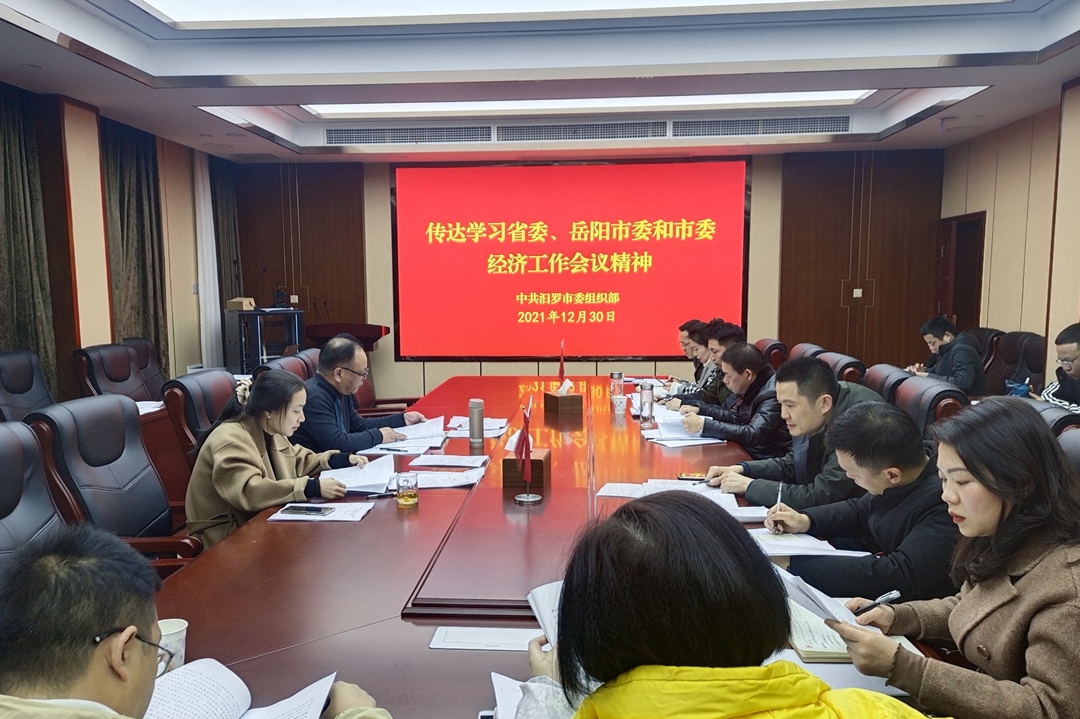 汨罗市委组织部传达学习省委、岳阳市委和市委经济工作会议精神