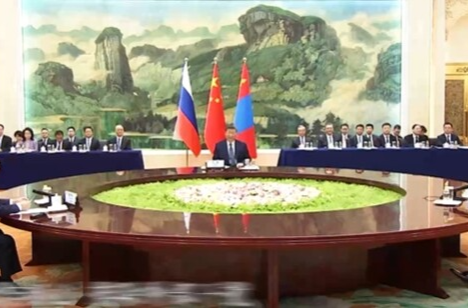 独家视频丨习近平：巩固政治互信 坚守合作初心 排除外部干扰 携手推动中俄蒙三方合作高质量发展