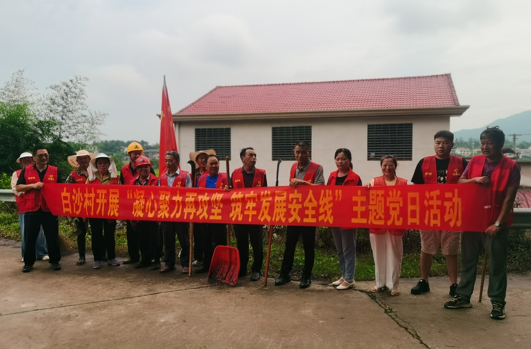 弼时镇白沙村：主题党日“护路”忙，砍青除障保通畅