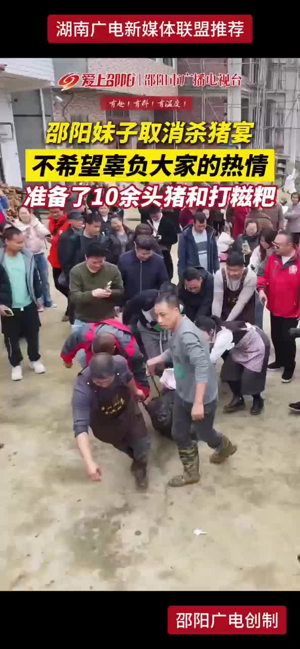 邵阳妹子取消杀猪宴 不希望辜负大家的热情 准备了10余头猪和打糍粑