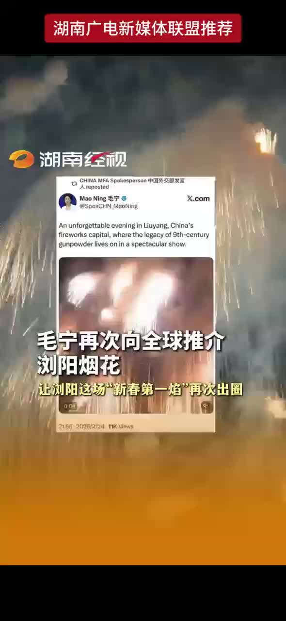 毛宁再次向全球推介浏阳烟花 让浏阳这场“新春第一焰”再次出圈