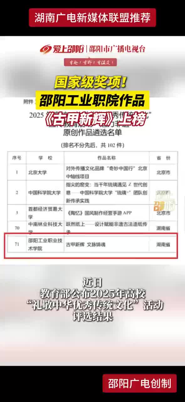 国家级奖项！邵阳工业职院作品《古甲新辉》上榜