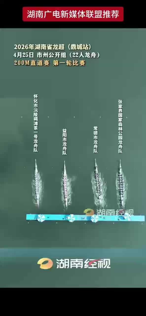 2026年湖南省龙超（鼎城站）4月25日 市州公开组（22人龙舟）200M直道赛第一轮比赛